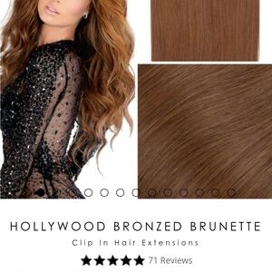Hollywood Bronzed Brunette Clip-In Hair Extensions 16"